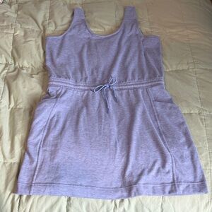 Casual Sleeveless Drawstring Tank Dress - Light Blue